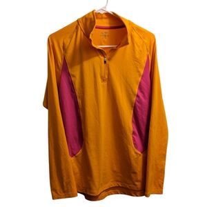 Champion Orange and Pink Quarter Zip Long Sleeve L